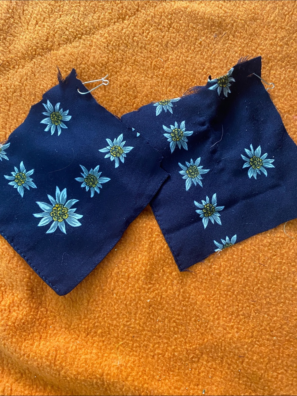 Navy Floral Fabric Earrings - Blue Daisy Print